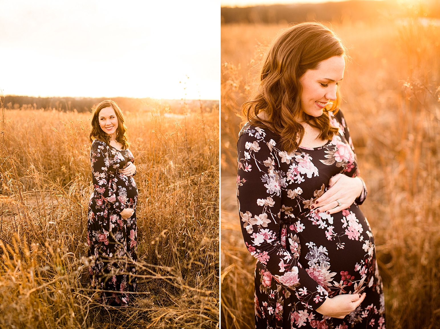 Quail Ridge Park Maternity Photos, Floral Maternity Dress, Jessica Lauren Photography