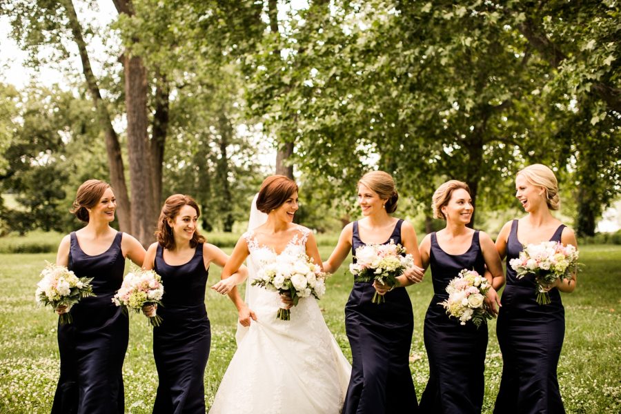 Navy Hailey Paige Bridesmaid Dresses, Forest Park Wedding